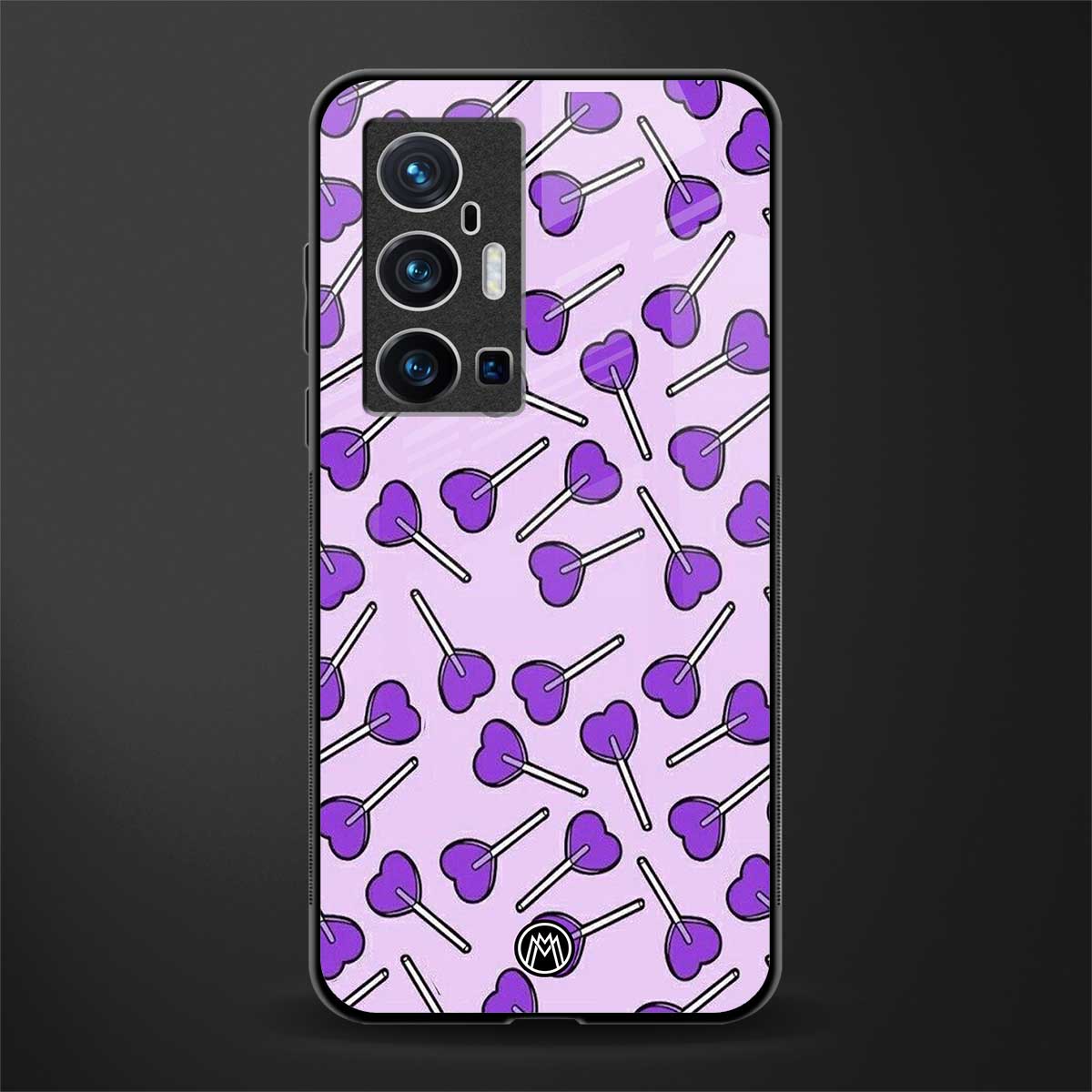 y2k hearts lollipop purple edition glass case for vivo x70 pro plus image