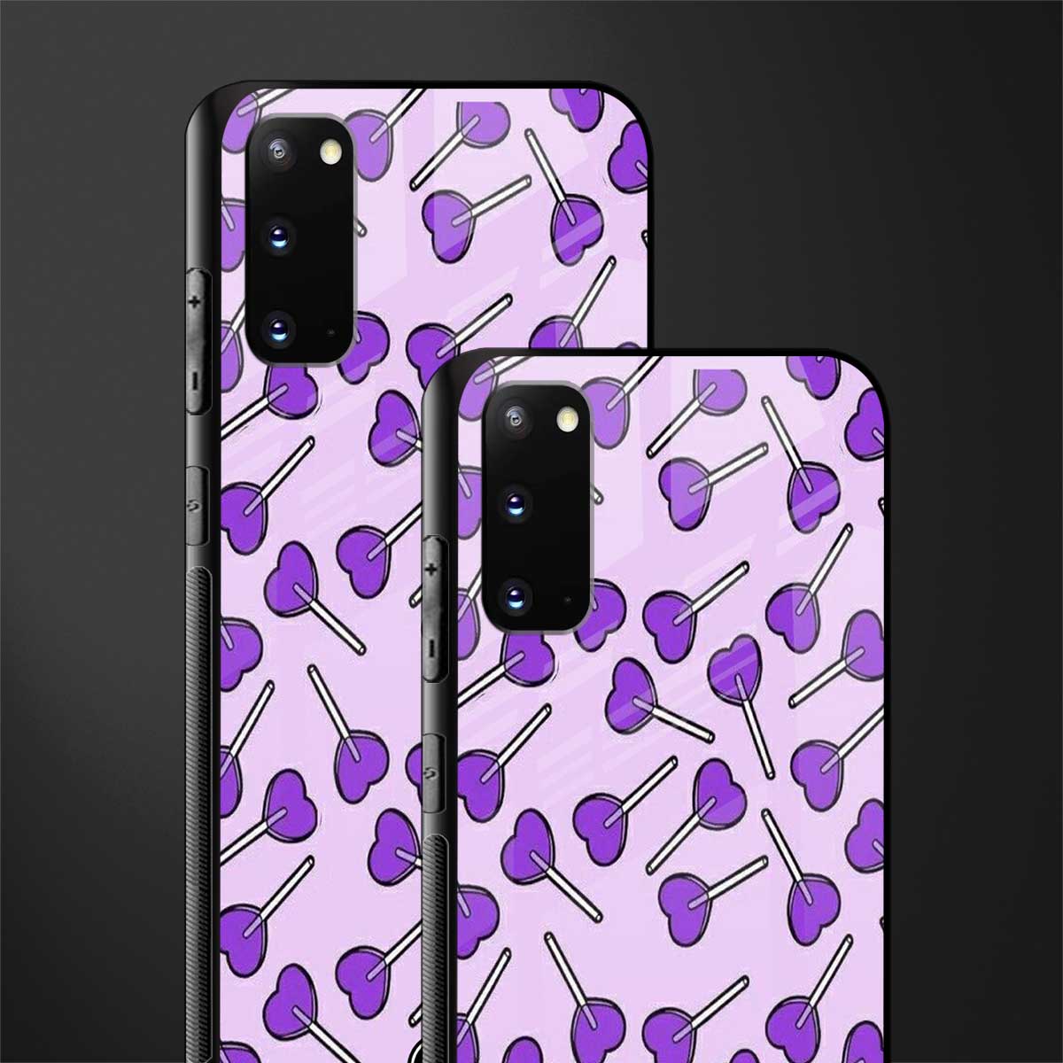 y2k hearts lollipop purple edition glass case for samsung galaxy s20 image-2