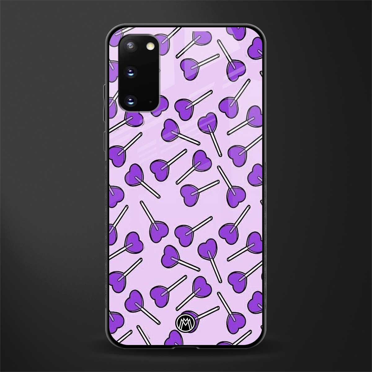 y2k hearts lollipop purple edition glass case for samsung galaxy s20 image