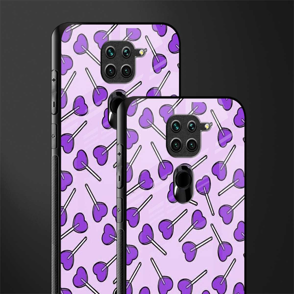 y2k hearts lollipop purple edition glass case for redmi note 9 image-2