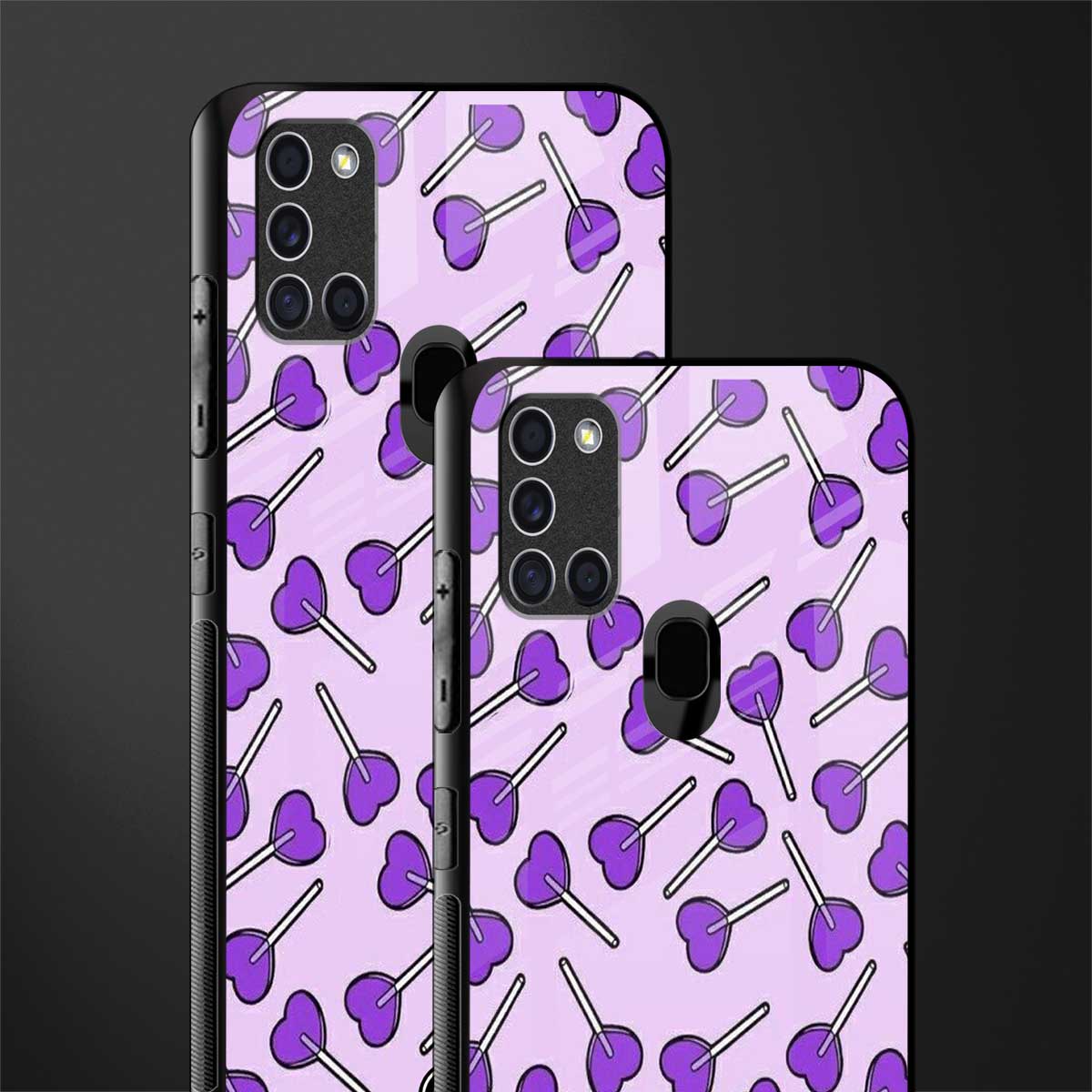 y2k hearts lollipop purple edition glass case for samsung galaxy a21s image-2