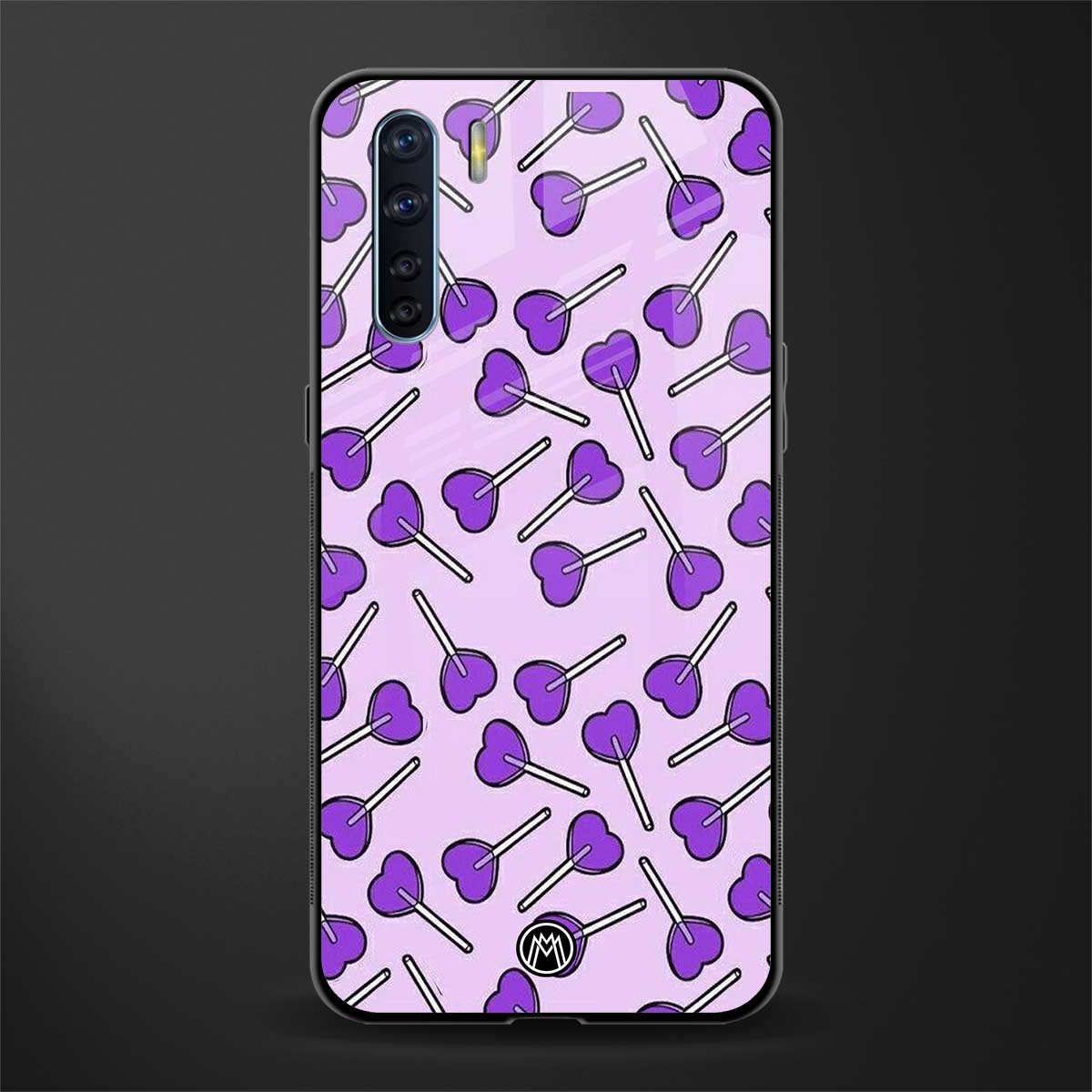 y2k hearts lollipop purple edition glass case for oppo f15 image