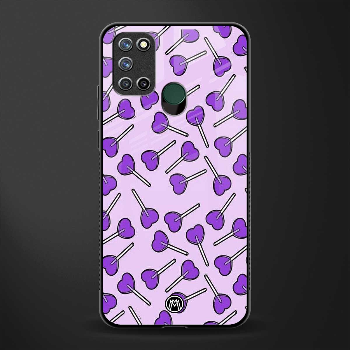 y2k hearts lollipop purple edition glass case for realme 7i image