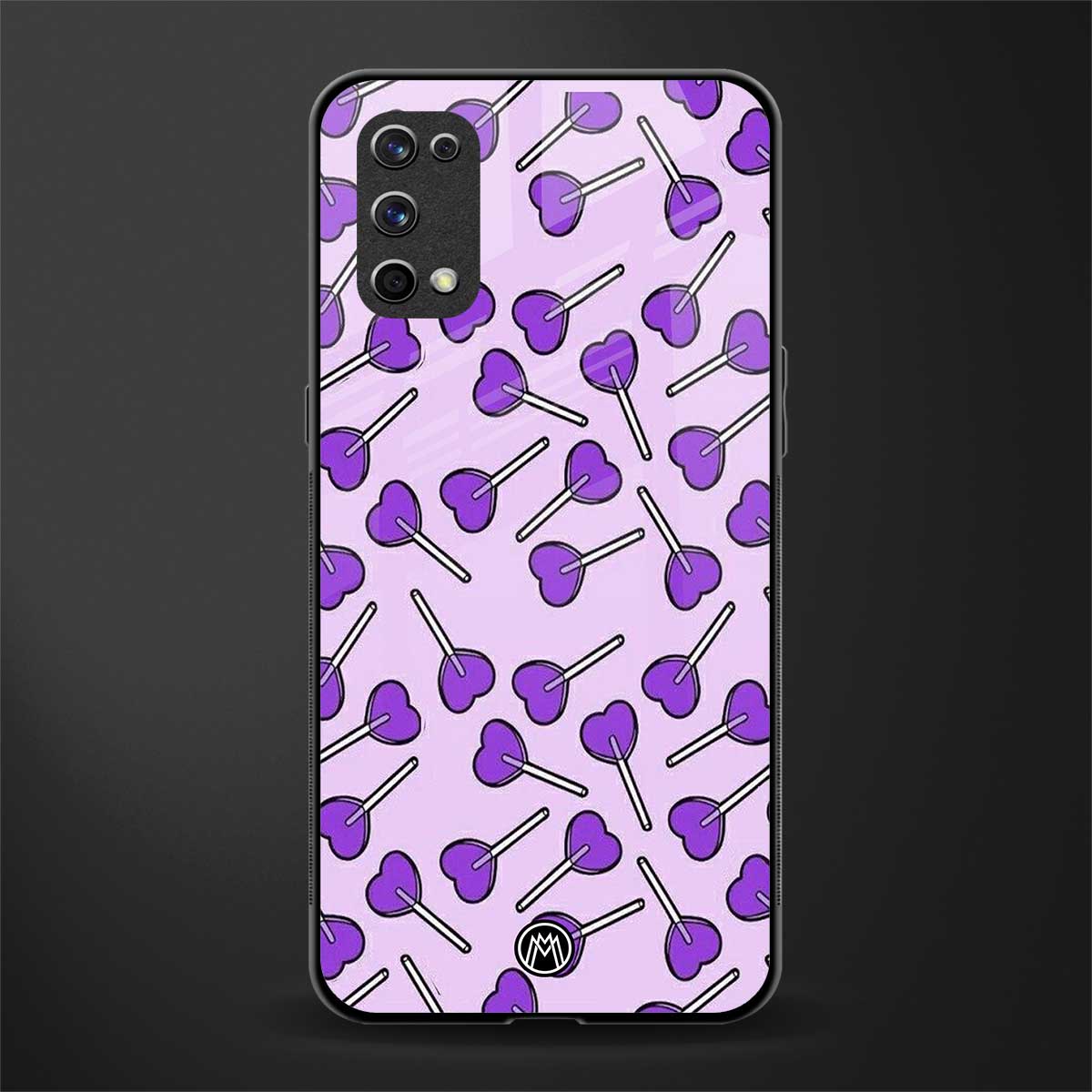 y2k hearts lollipop purple edition glass case for realme x7 pro image