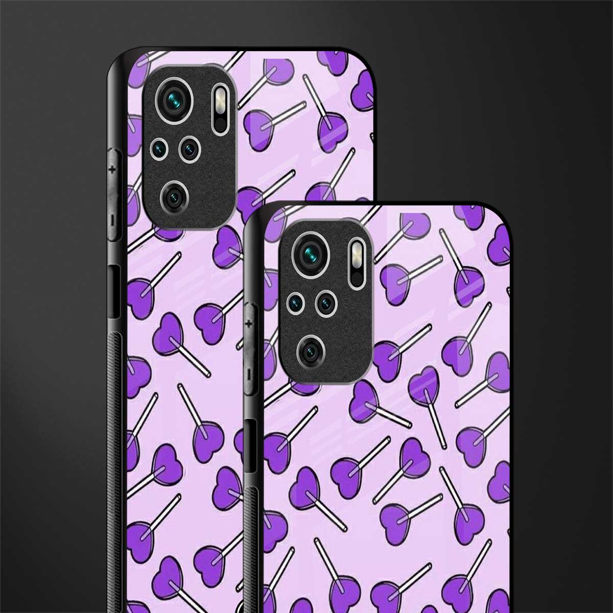 y2k hearts lollipop purple edition glass case for redmi note 10 image-2