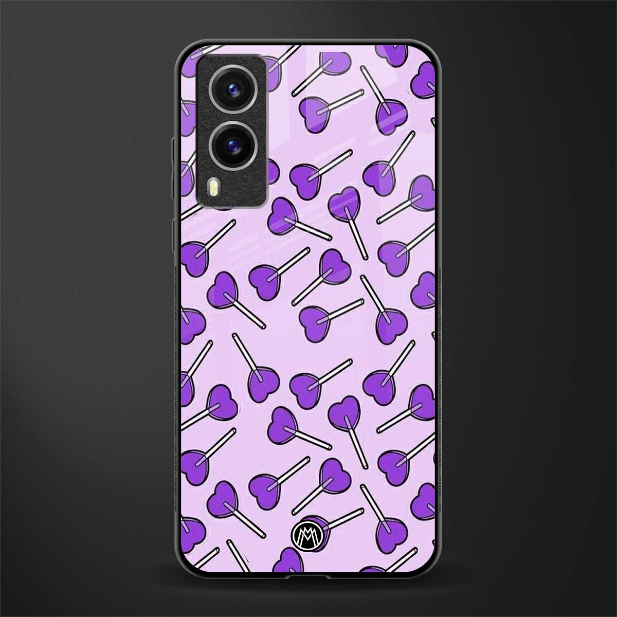 y2k hearts lollipop purple edition glass case for vivo v21e 5g image