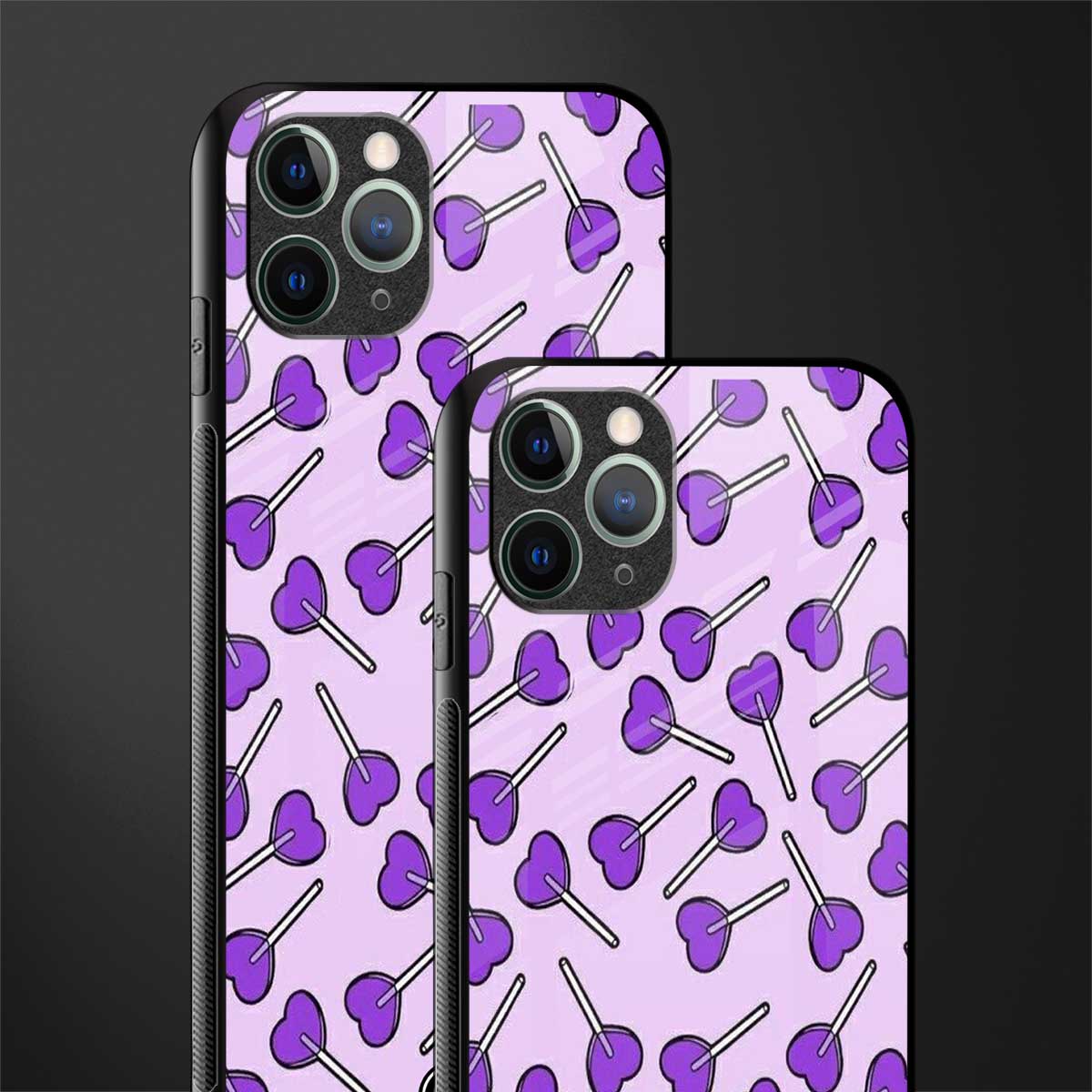 y2k hearts lollipop purple edition glass case for iphone 11 pro image-2
