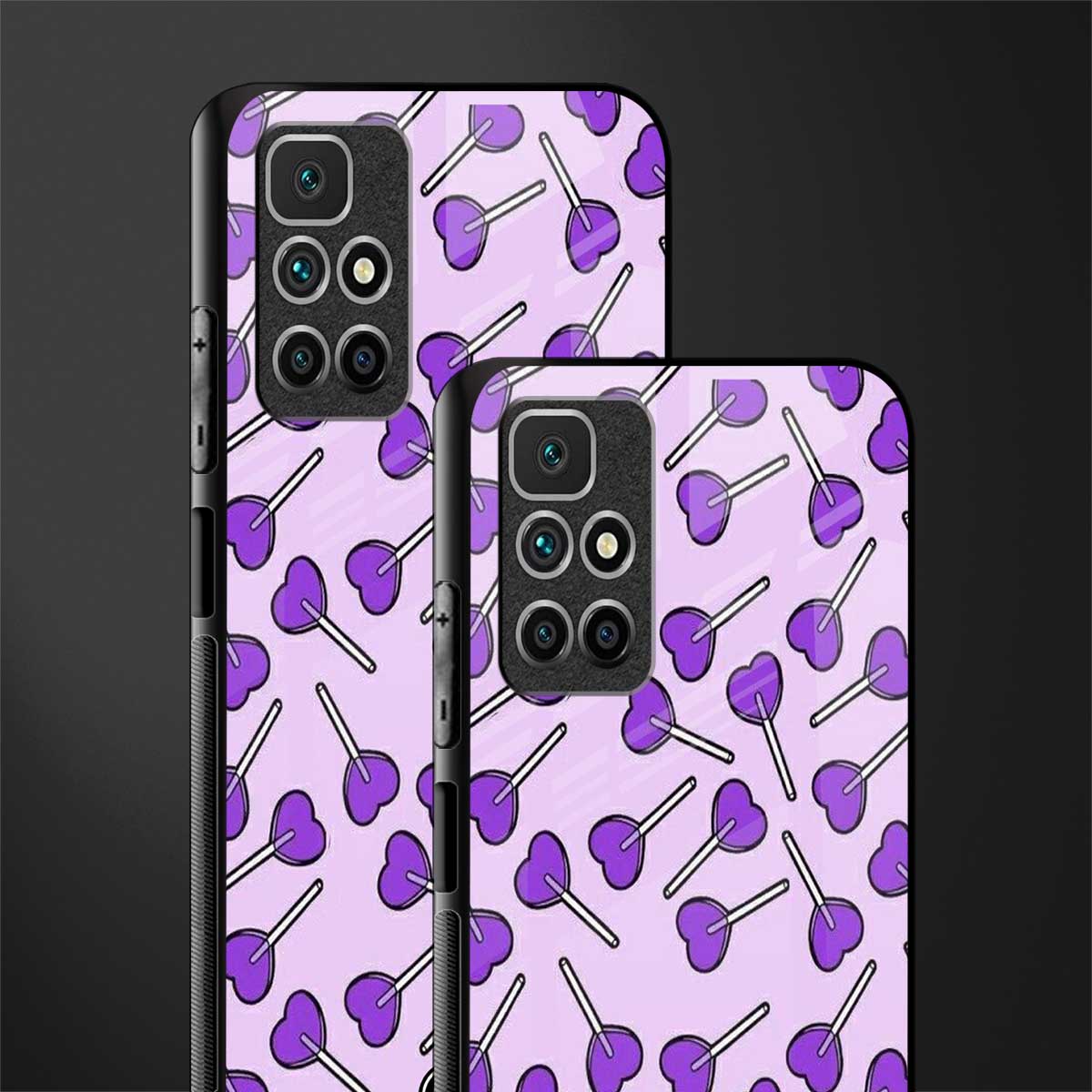 y2k hearts lollipop purple edition glass case for redmi 10 prime image-2