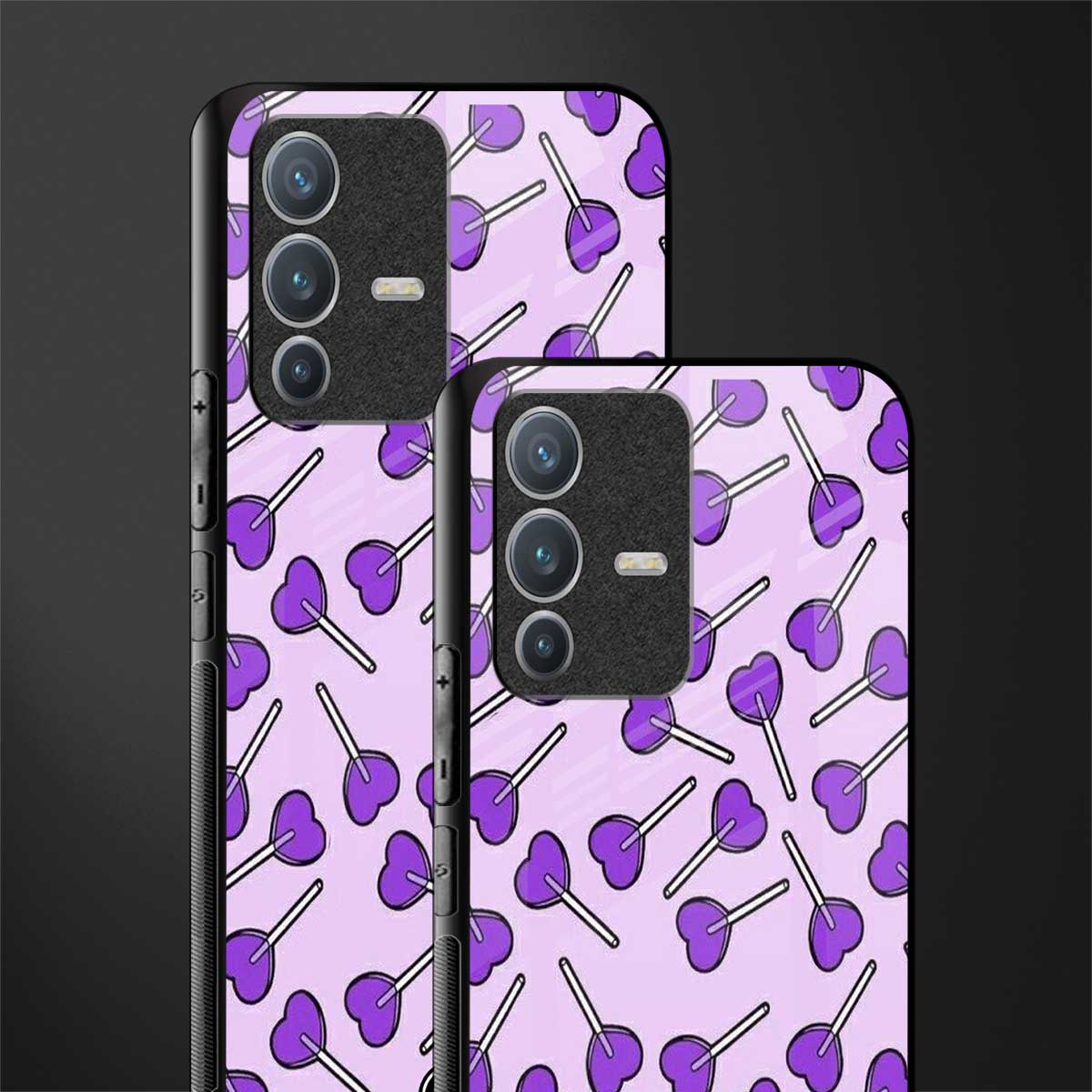 y2k hearts lollipop purple edition glass case for vivo v23 pro 5g image-2