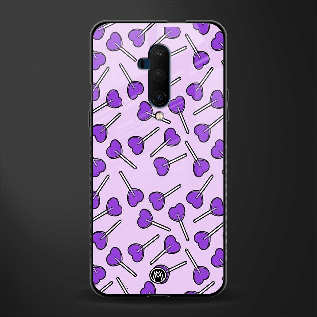 y2k hearts lollipop purple edition glass case for oneplus 7t pro image