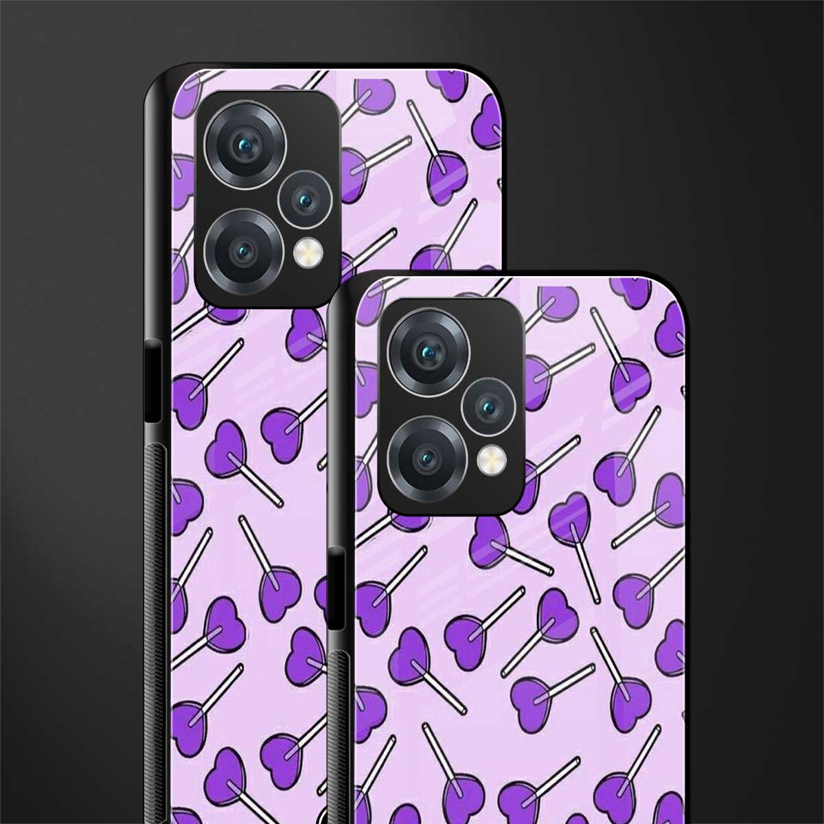 y2k hearts lollipop purple edition back phone cover | glass case for oneplus nord ce 2 lite 5g