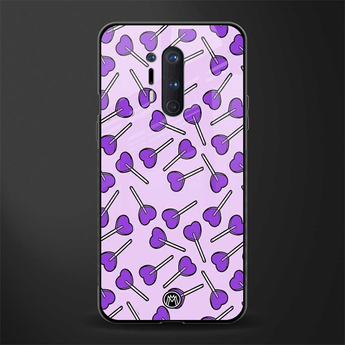 y2k hearts lollipop purple edition glass case for oneplus 8 pro image