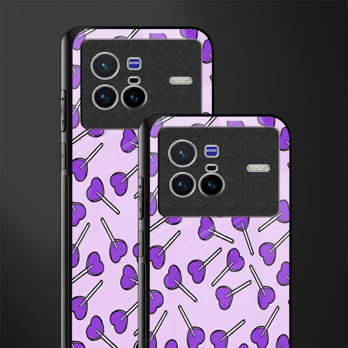 y2k hearts lollipop purple edition glass case for vivo x80 image-2