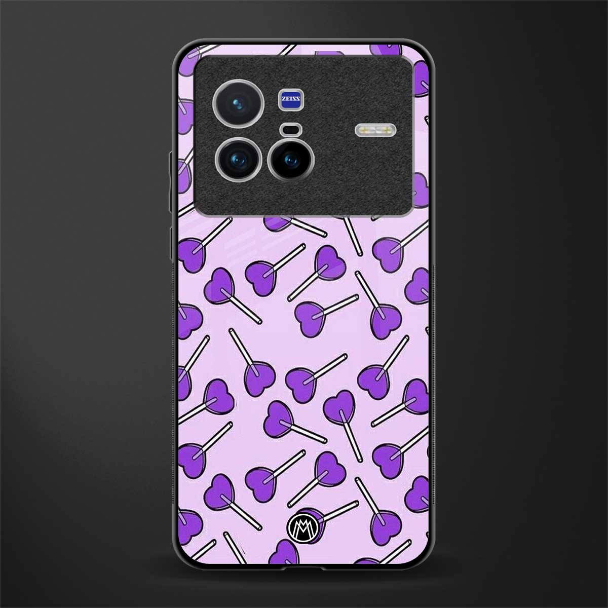 y2k hearts lollipop purple edition glass case for vivo x80 image