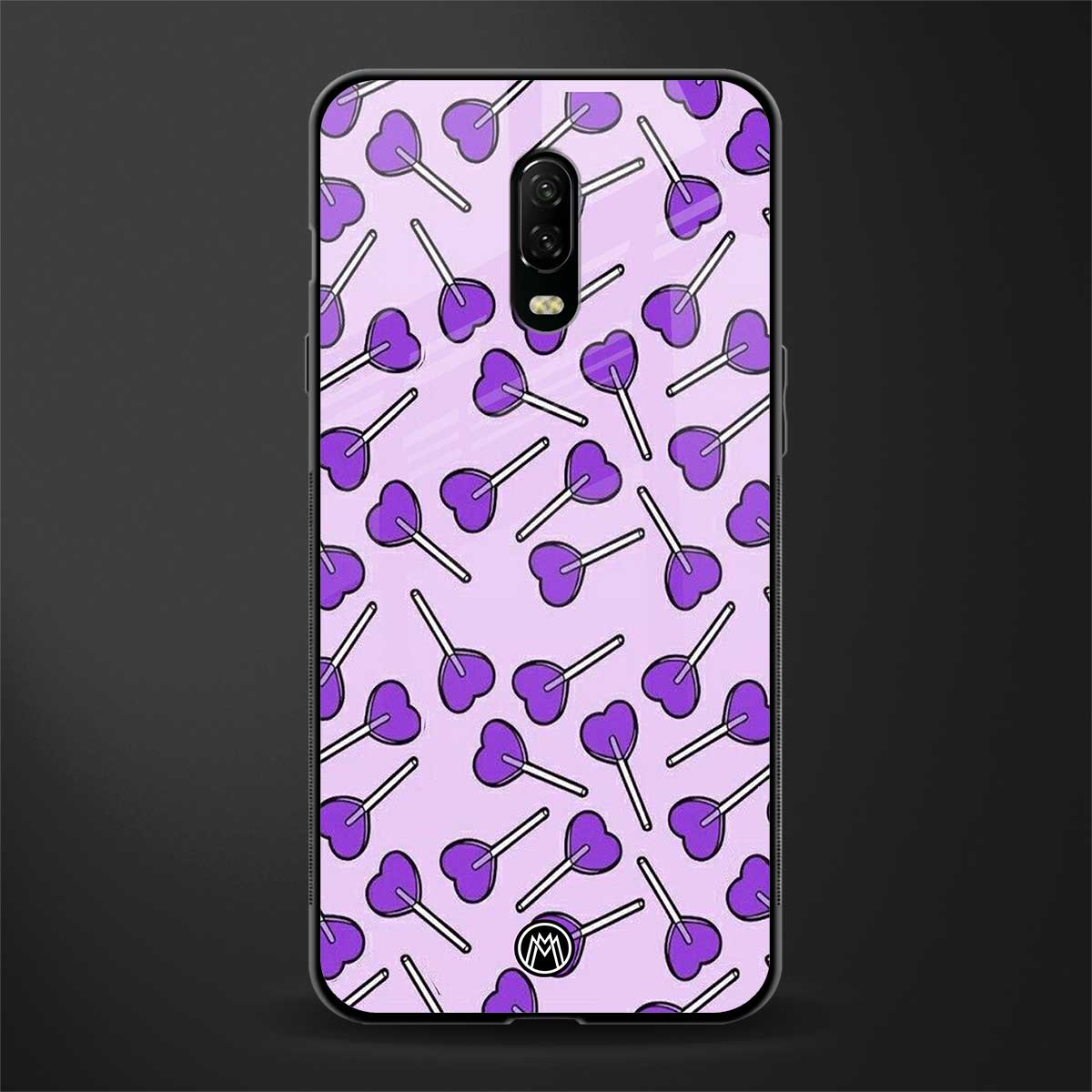 y2k hearts lollipop purple edition glass case for oneplus 6t image