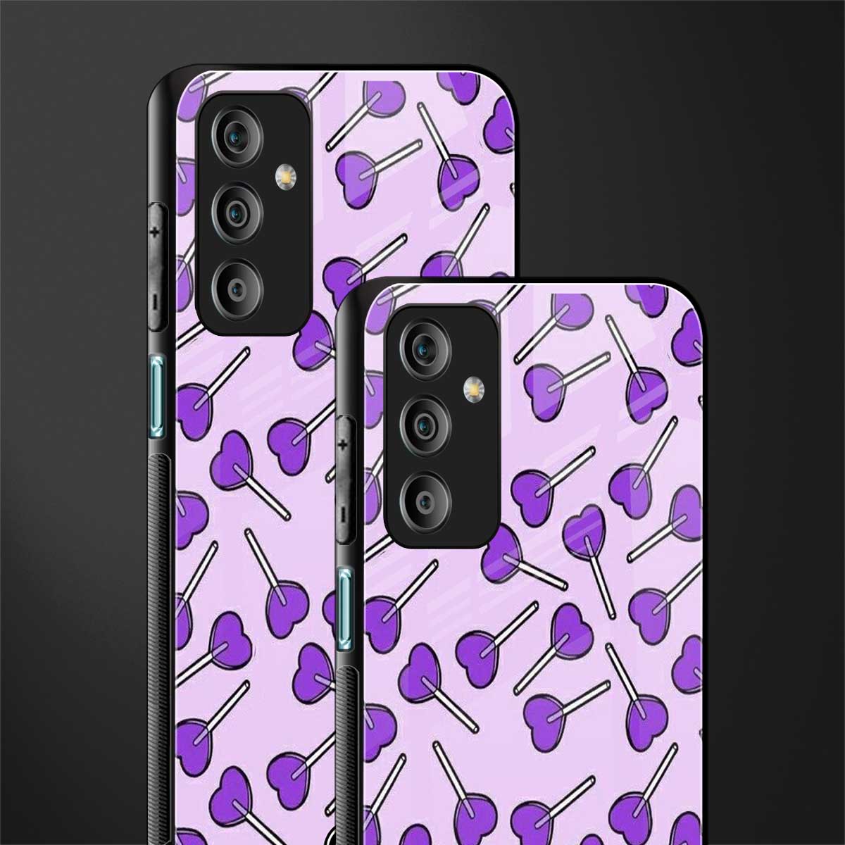 y2k hearts lollipop purple edition back phone cover | glass case for samsung galaxy f23 5g