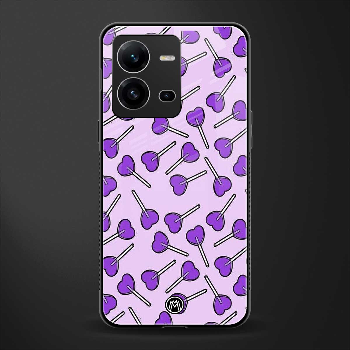 y2k hearts lollipop purple edition back phone cover | glass case for vivo v25-5g