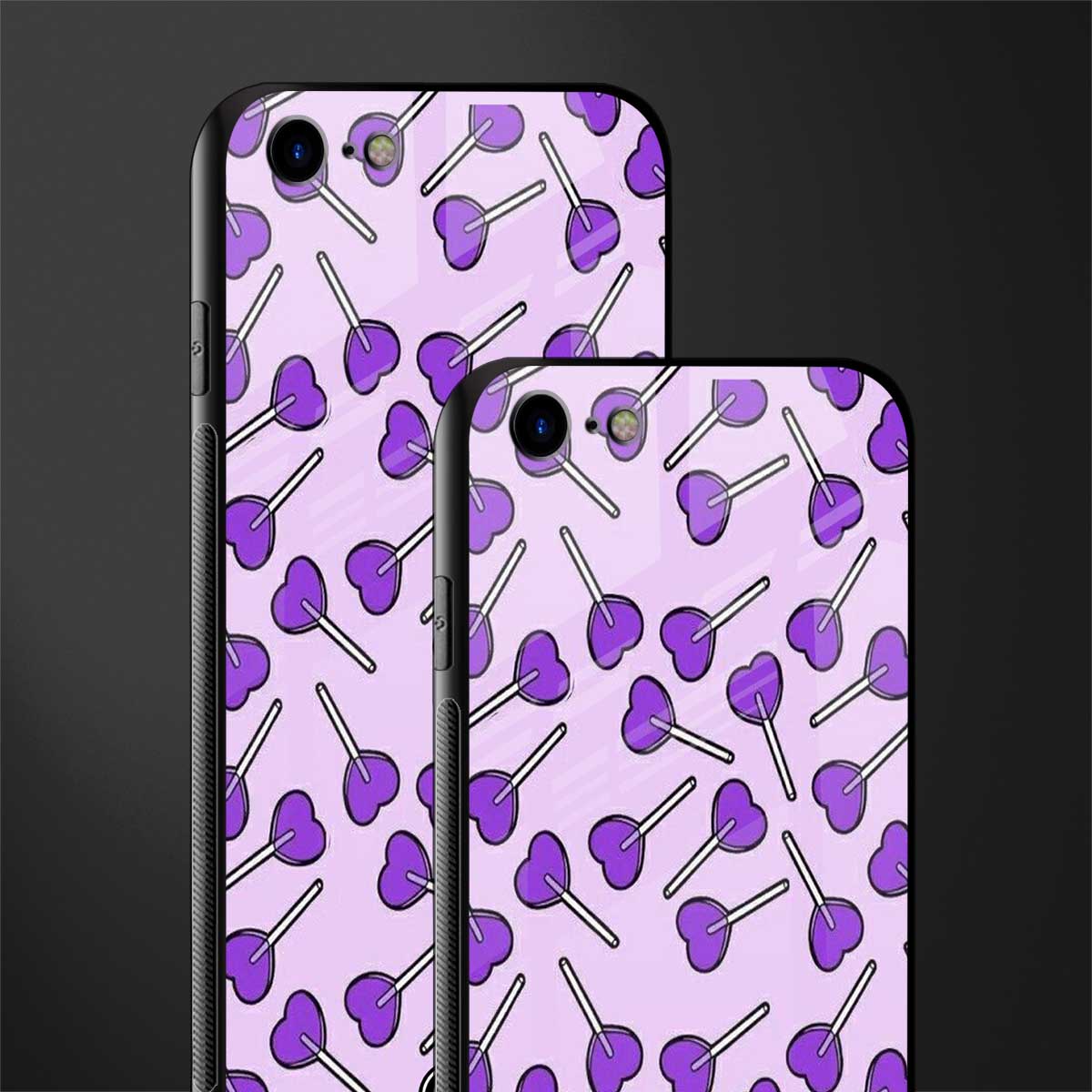 y2k hearts lollipop purple edition glass case for iphone 8 image-2