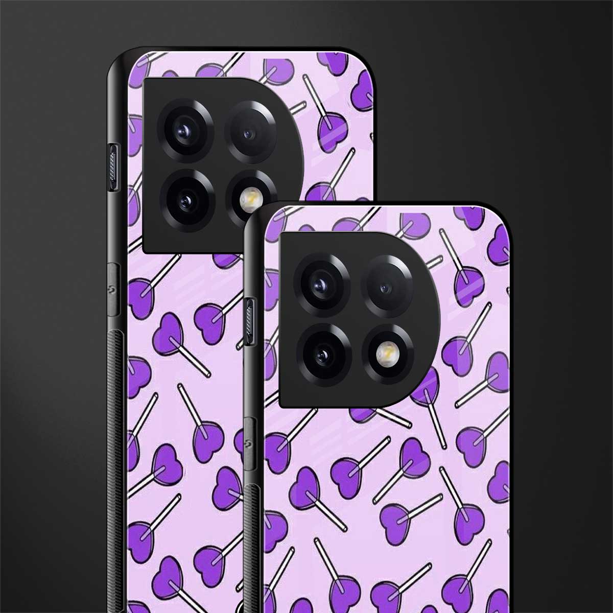 y2k hearts lollipop purple edition back phone cover | glass case for oneplus 11