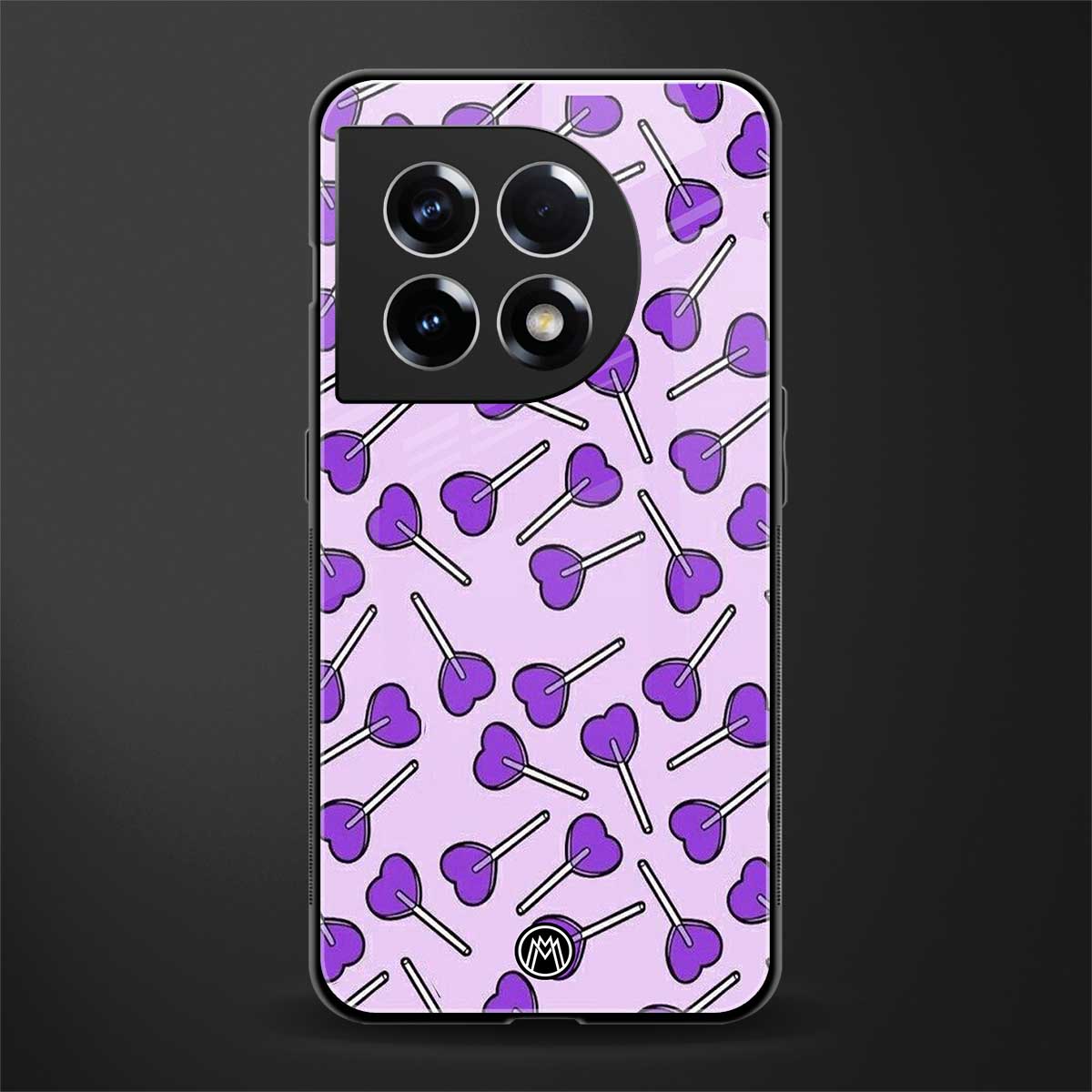 y2k hearts lollipop purple edition back phone cover | glass case for oneplus 11
