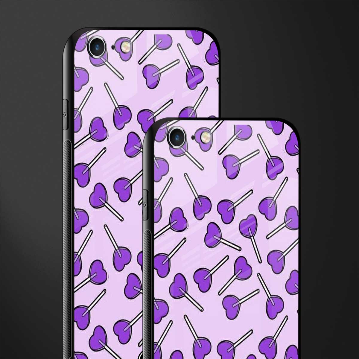 y2k hearts lollipop purple edition glass case for iphone 6 image-2
