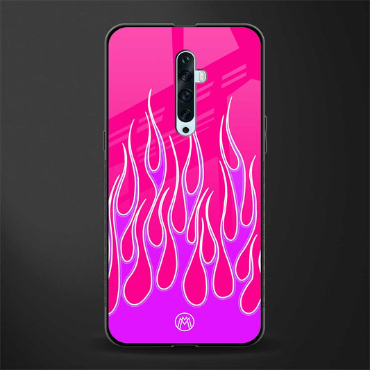 y2k hot pink flames glass case for oppo reno 2f image