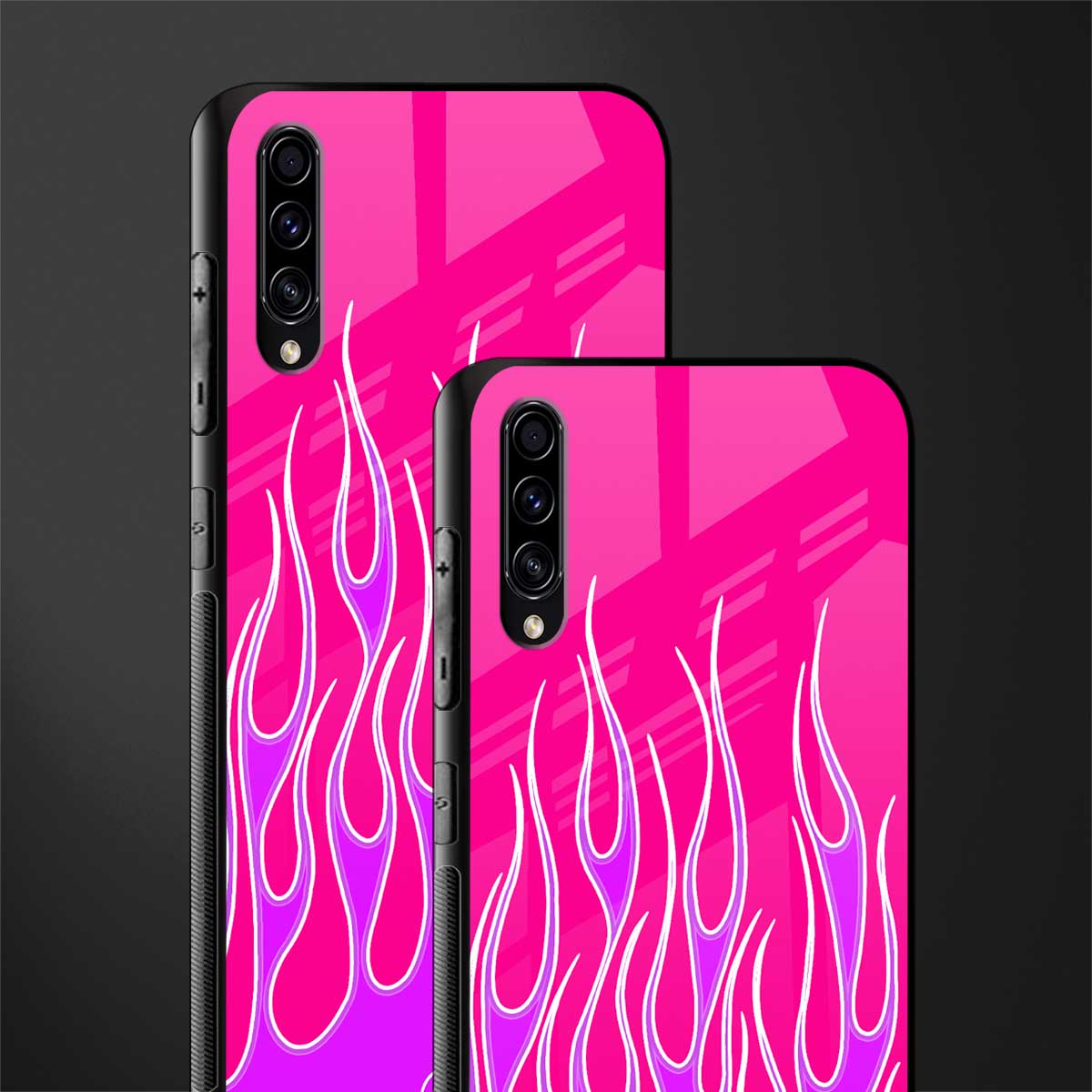 y2k hot pink flames glass case for samsung galaxy a70 image-2