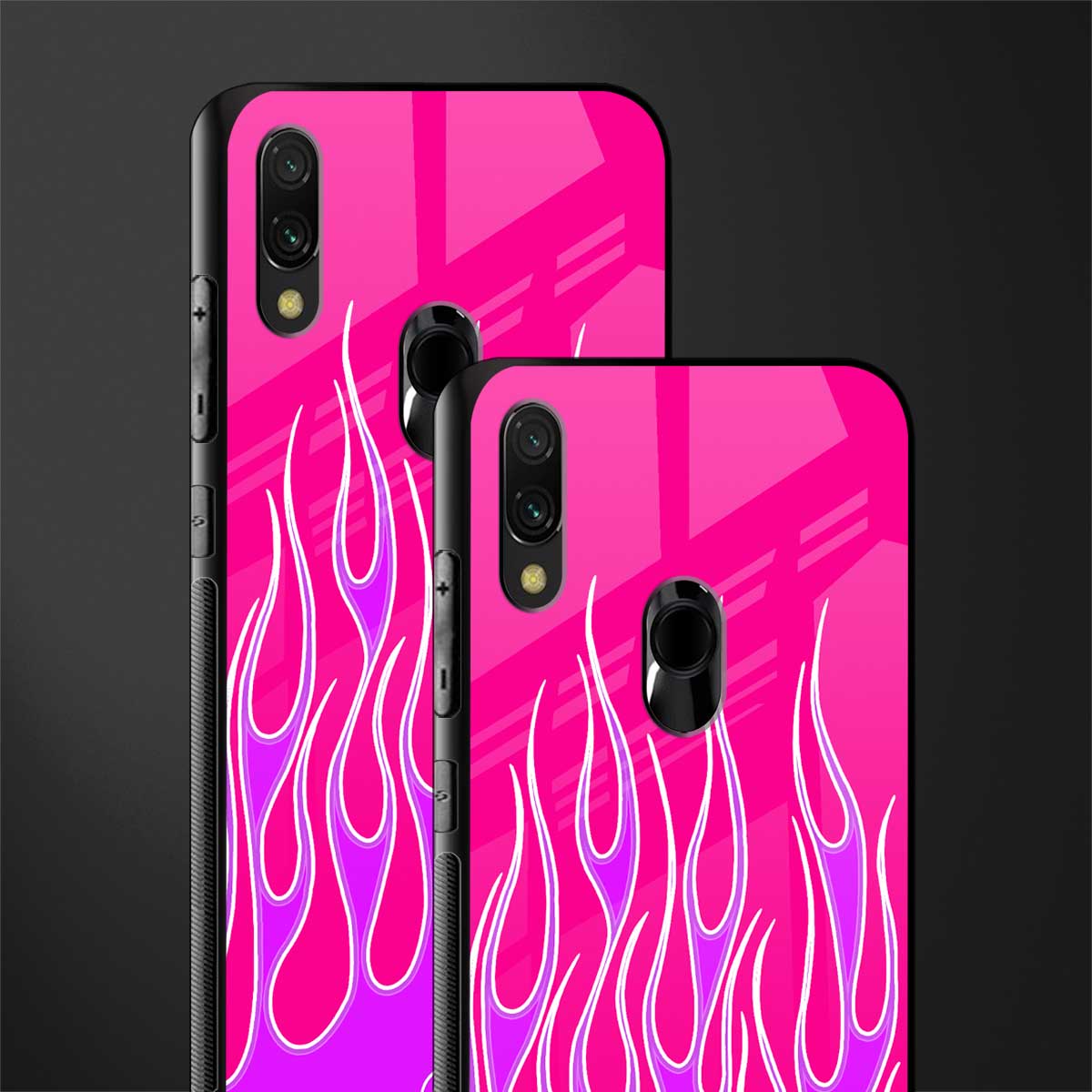 y2k hot pink flames glass case for redmi 7redmi y3 image-2