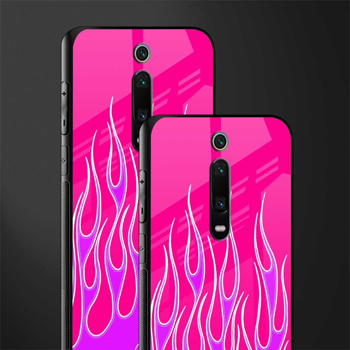 y2k hot pink flames glass case for redmi k20 image-2