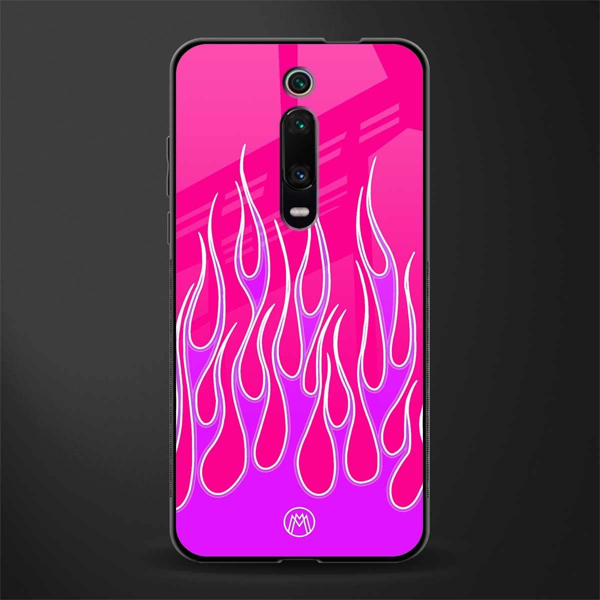 y2k hot pink flames glass case for redmi k20 image