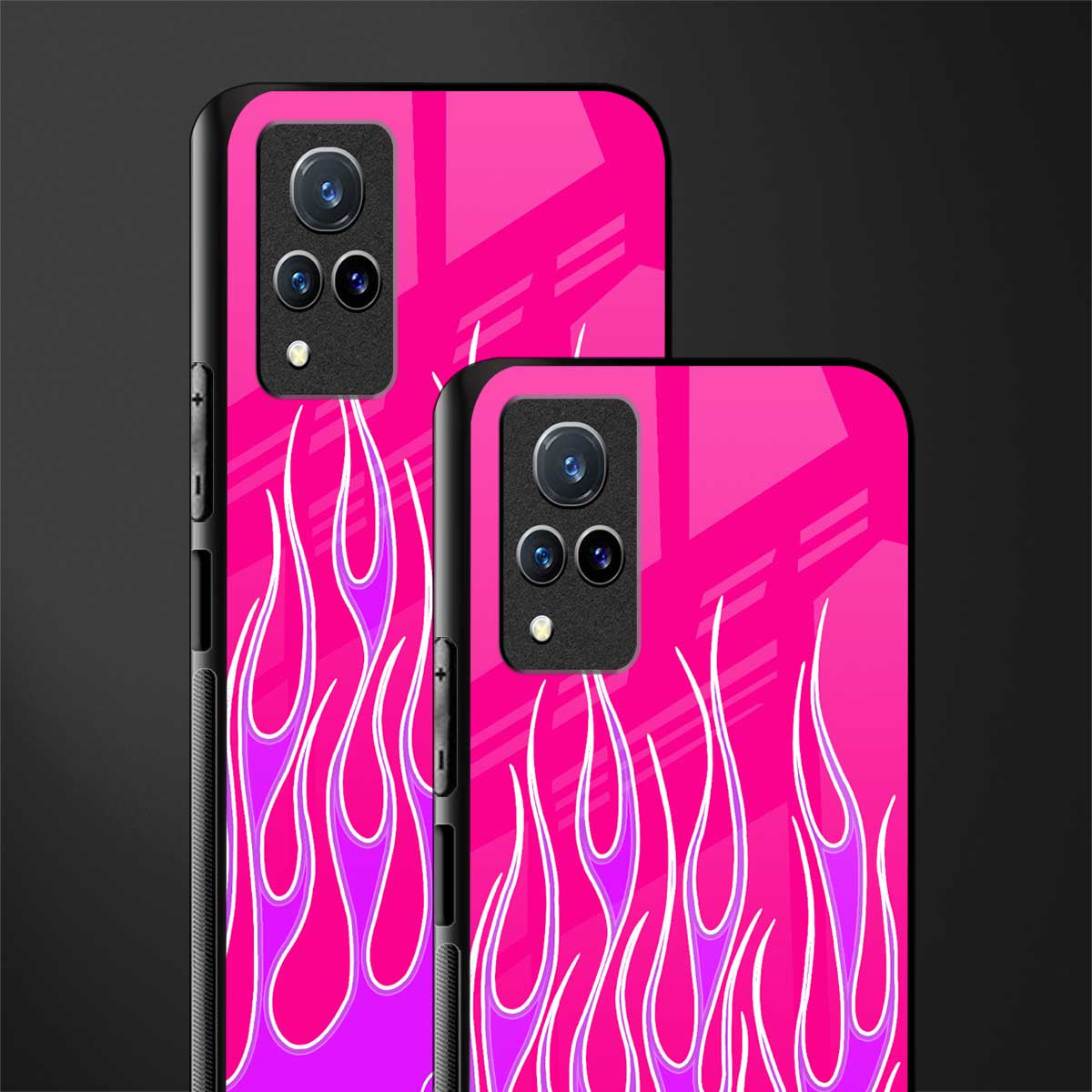 y2k hot pink flames glass case for vivo v21 5g image-2