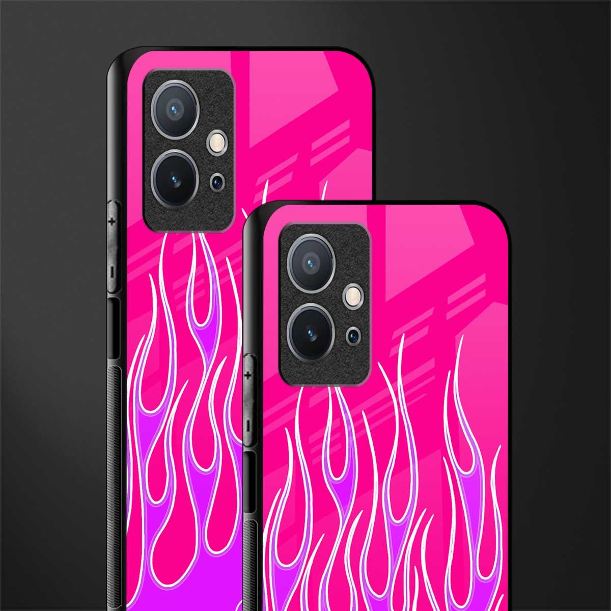y2k hot pink flames glass case for vivo y75 5g image-2
