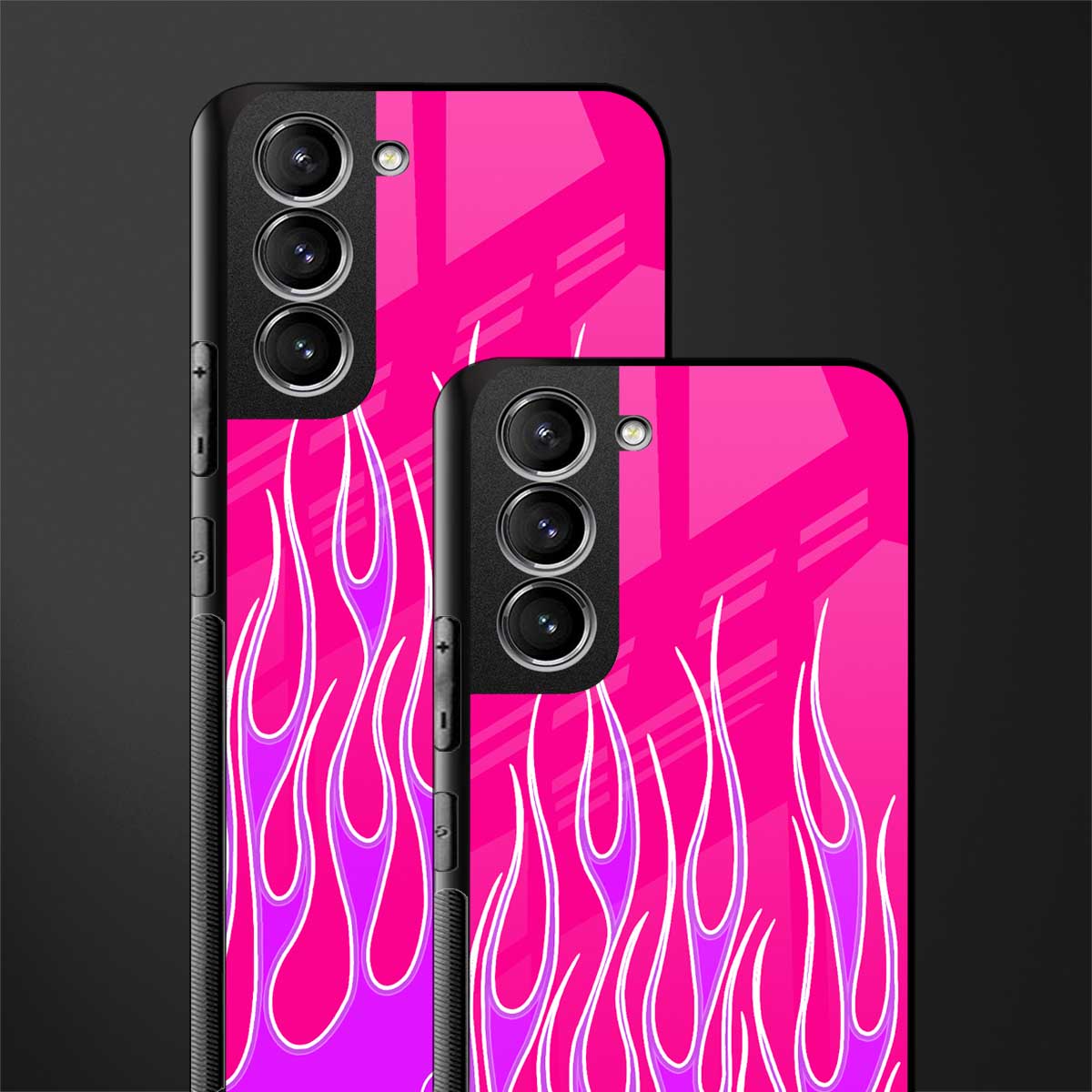 y2k hot pink flames glass case for samsung galaxy s22 5g image-2