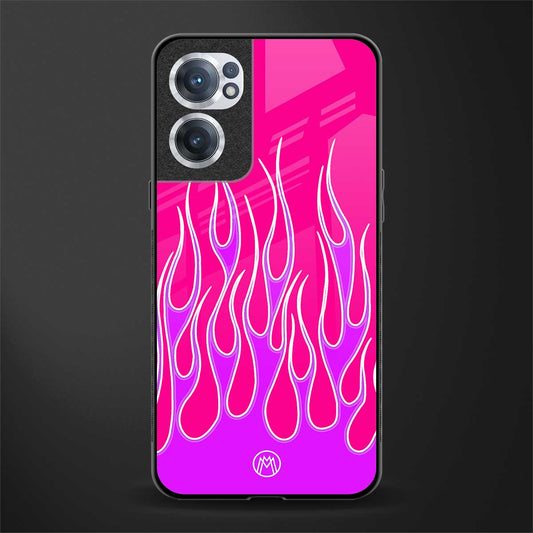 y2k hot pink flames glass case for oneplus nord ce 2 5g image