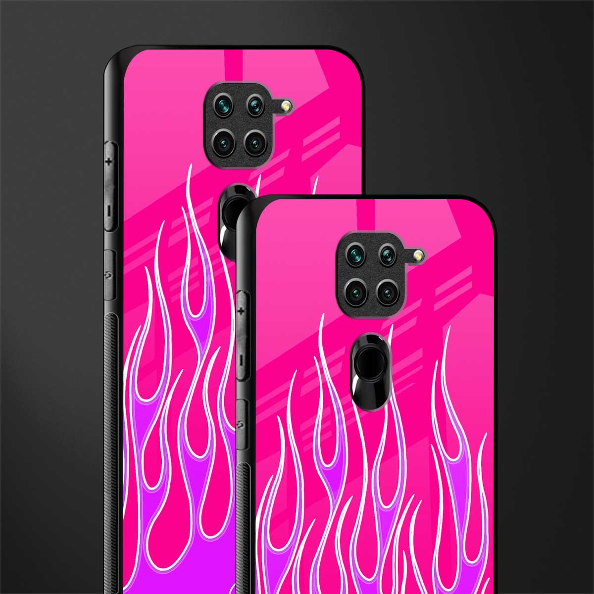 y2k hot pink flames glass case for redmi note 9 image-2