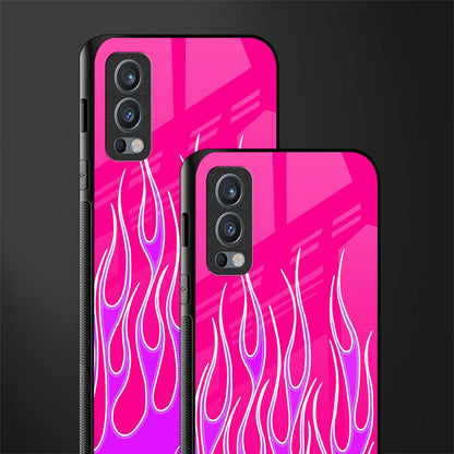 y2k hot pink flames glass case for oneplus nord 2 5g image-2