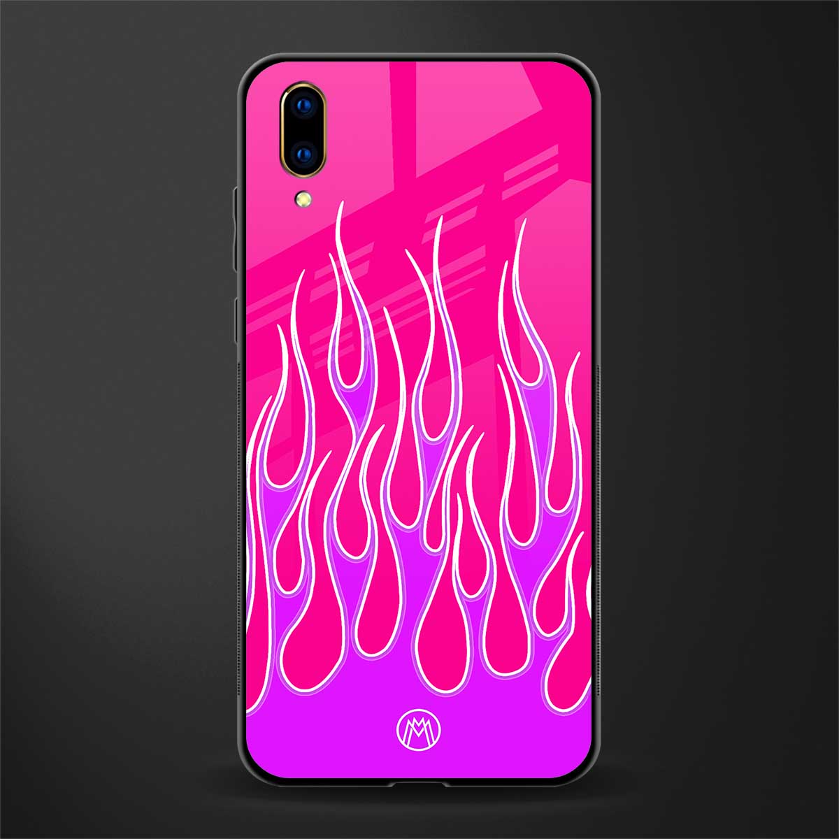 y2k hot pink flames glass case for vivo v11 pro image