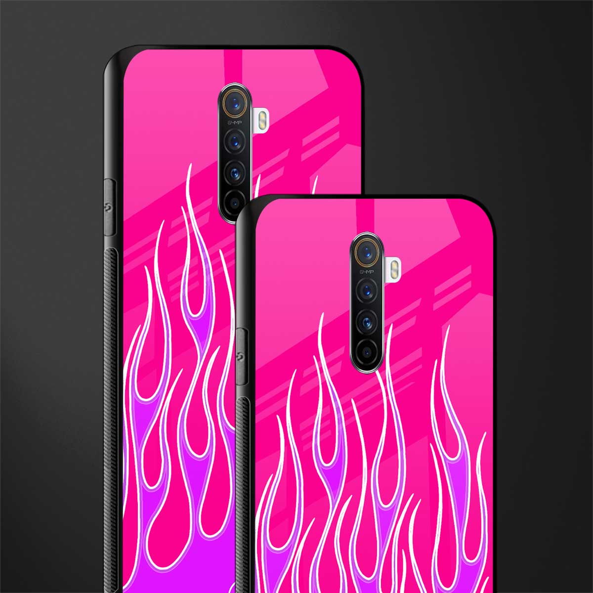 y2k hot pink flames glass case for realme x2 pro image-2