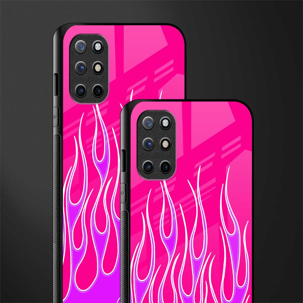 y2k hot pink flames glass case for oneplus 8t image-2