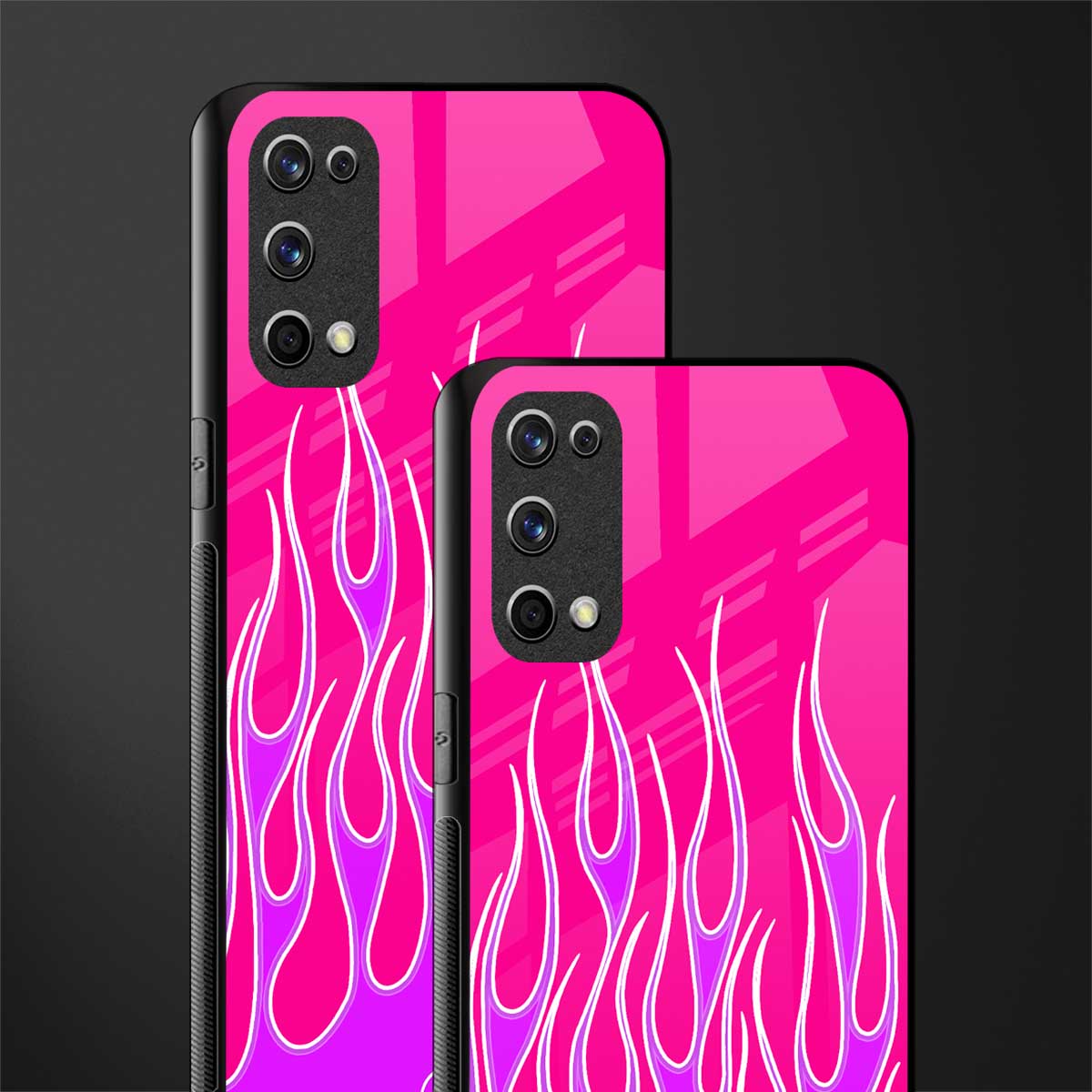 y2k hot pink flames glass case for realme x7 pro image-2