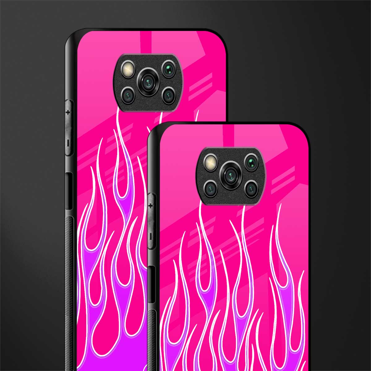y2k hot pink flames glass case for poco x3 image-2