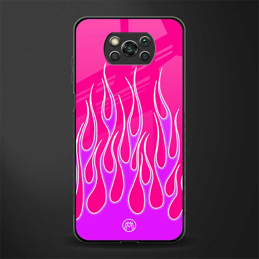 y2k hot pink flames glass case for poco x3 image