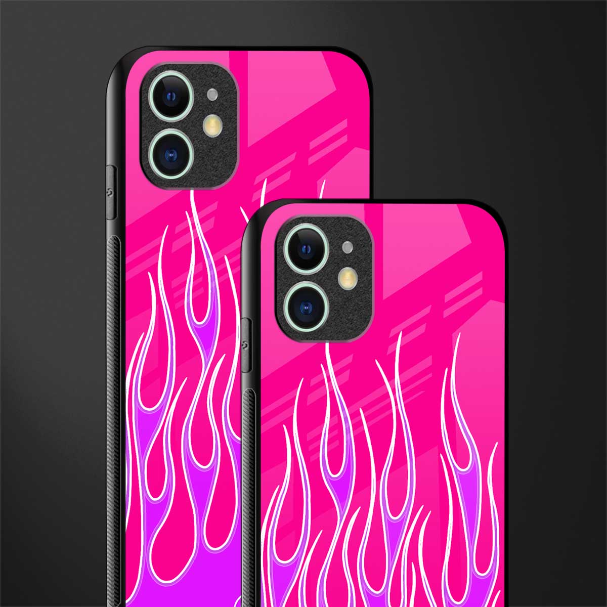 y2k hot pink flames glass case for iphone 12 image-2