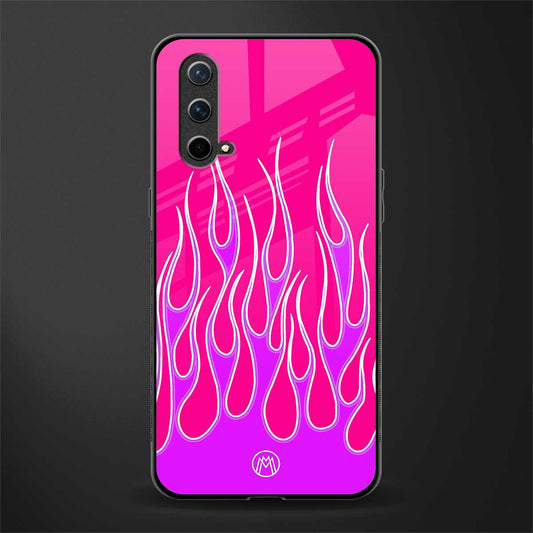 y2k hot pink flames glass case for oneplus nord ce 5g image