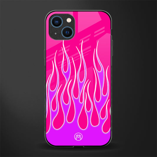 y2k hot pink flames glass case for iphone 13 image