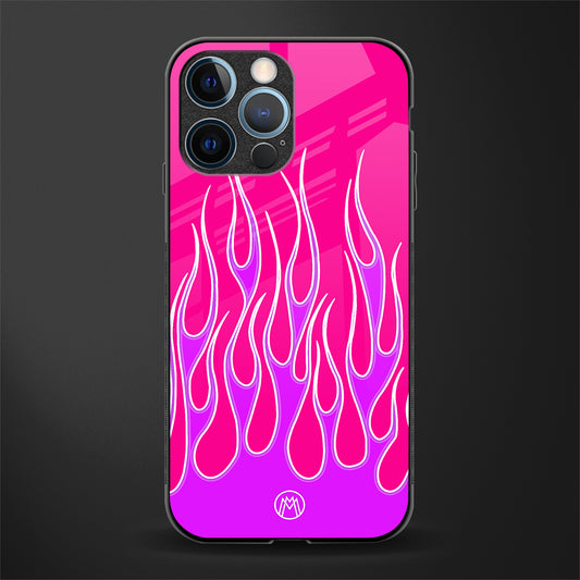 y2k hot pink flames glass case for iphone 14 pro image