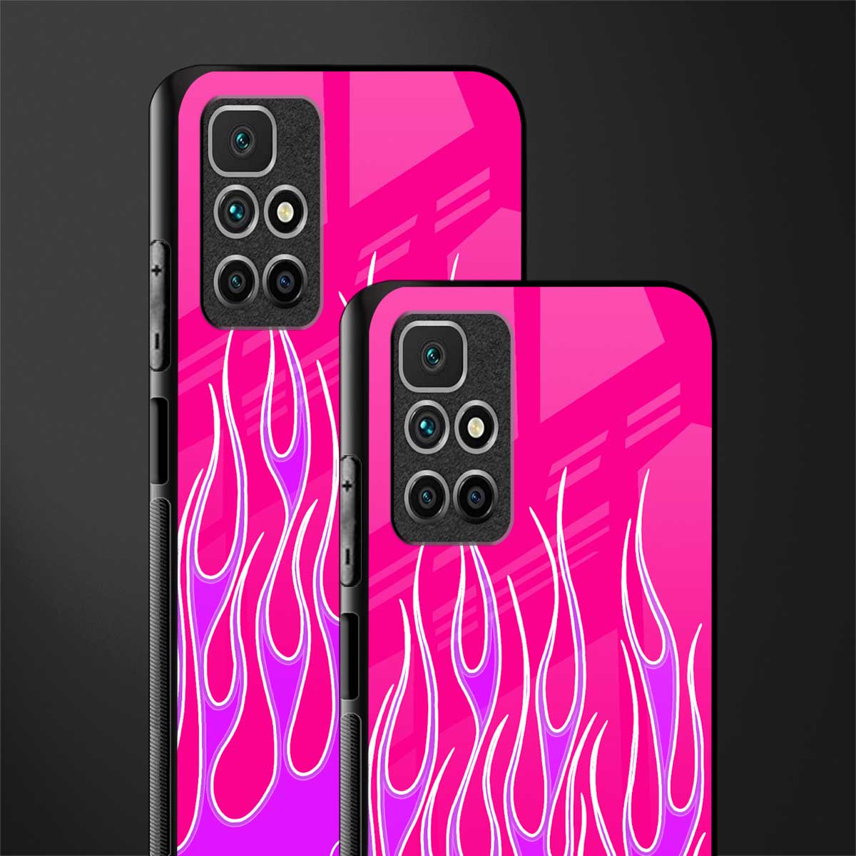 y2k hot pink flames glass case for redmi 10 prime image-2