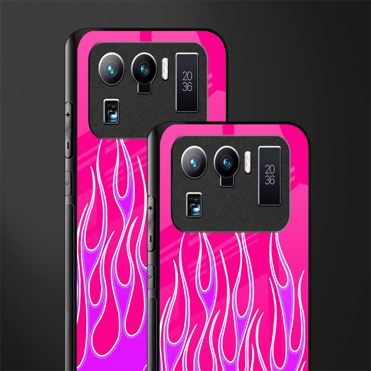 y2k hot pink flames glass case for mi 11 ultra 5g image-2