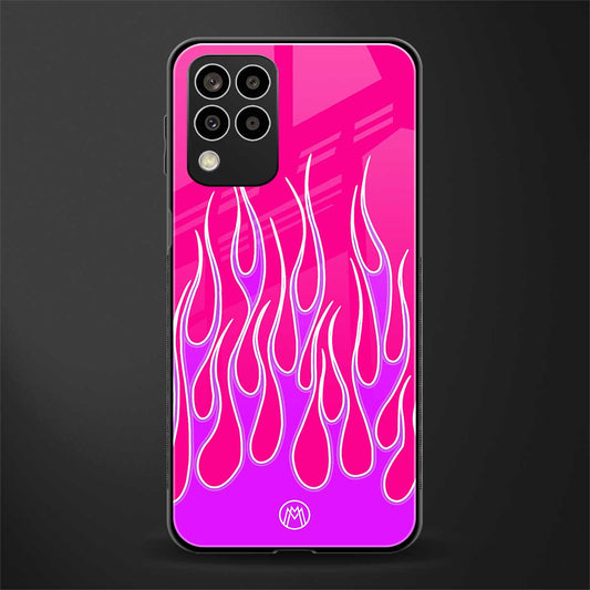 y2k hot pink flames back phone cover | glass case for samsung galaxy m33 5g