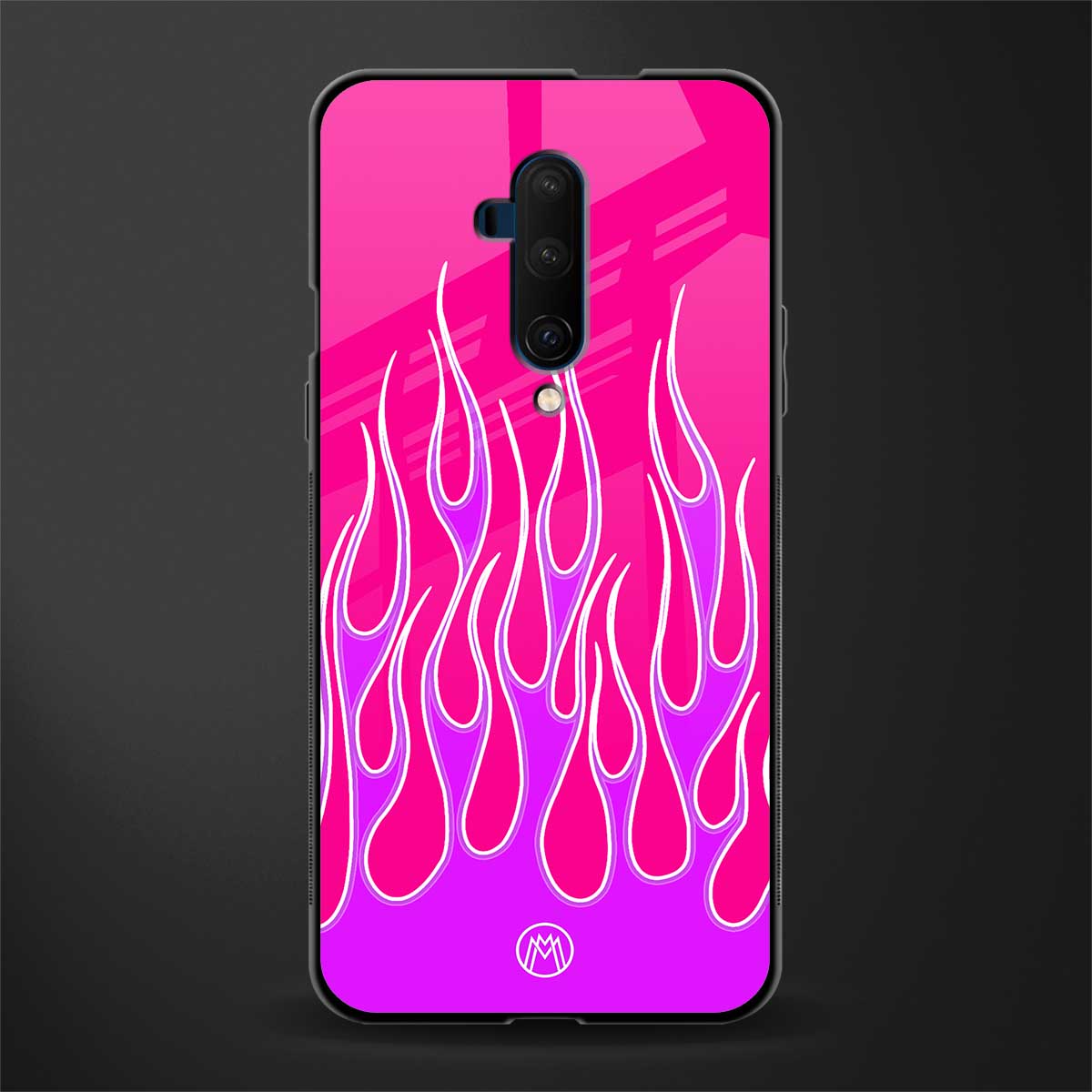 y2k hot pink flames glass case for oneplus 7t pro image